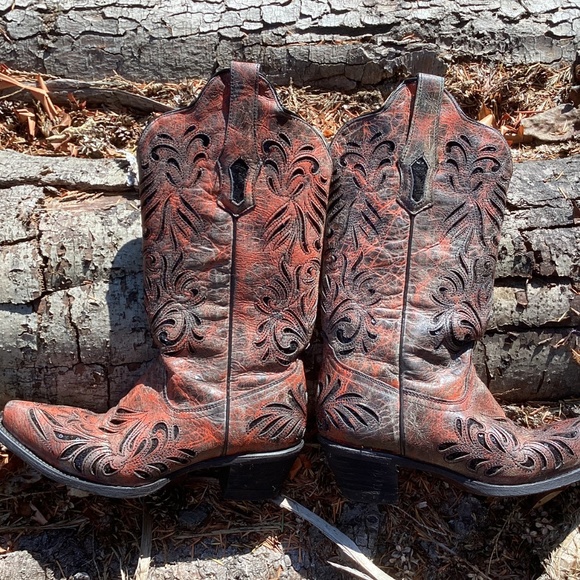 Corral Boots Beautiful Cutout Black Sequin Design Western Boho Boots - Picture 3 of 16